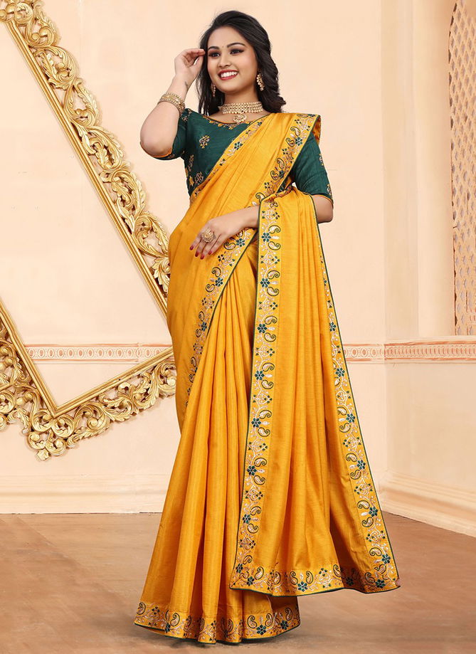 Svarna 1 Stylish Designer Party Wear Silk Embroidery With Stone Work Saree Collection